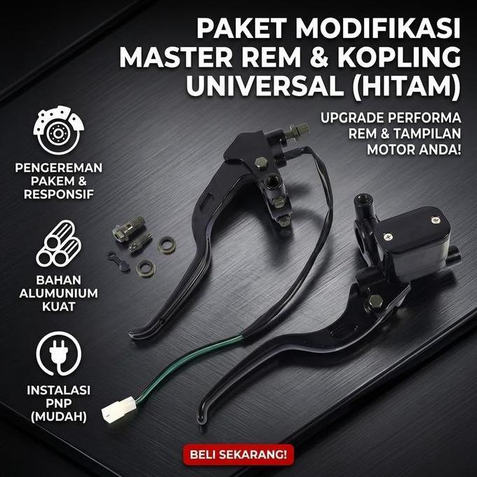 THUNDEX Master Rem Kopling Set Hitam Modifikasi Motor Performa Pengereman Maksimal PNP Universal Bea