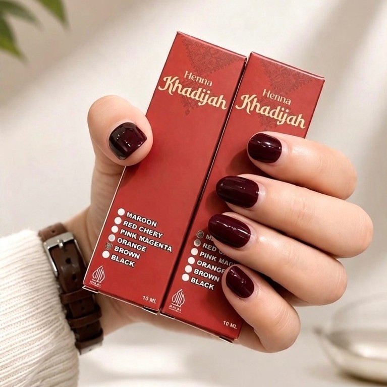 Henna Khadijah Inai Kuku Premium 10ml Kutek Kuku Halal Sah Untuk Sholat Inaikuku Muslimah