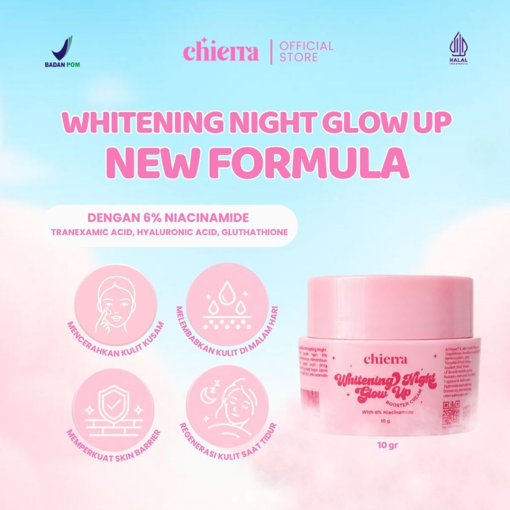 [OFFICIAL STORE] Chierra Glow Up Booster Night Cream – Krim Malam Brightening & Moisturizing untuk K