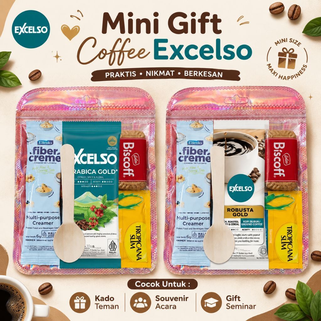 Mini Gift Kopi Excelso | Coffee Kit Hologram | Kado Ngopi Aesthetic | Souvenir Mini Kopi | Hampers C