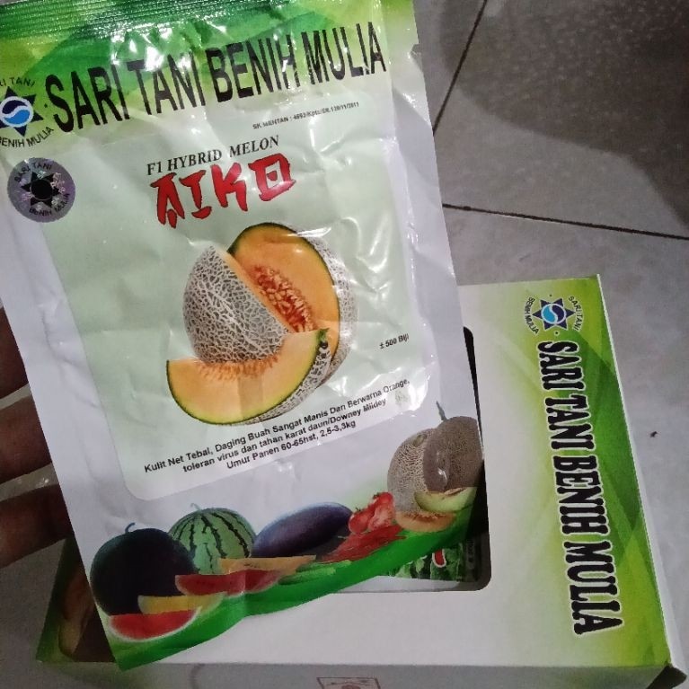 Benih Bibit Melon Aiko F1, Perawatan Mudah. Isi 500 Butir Kadaluarsa. 2028 (Terbaru) - Benih Sari Ta