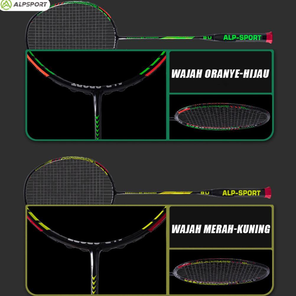 HOT SALE ALPSPORT SR DUA SISI 9U 58G MAX 35LBS T800 RAKET BULU TANGKIS WARNA G5 100% PERSEN ASLI SER