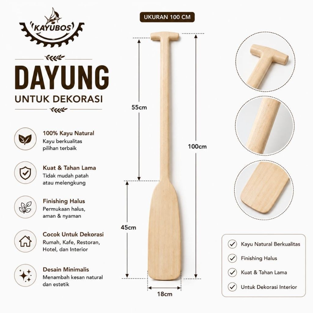 DAYUNG KAYU PREMIUM 100cm /DAYUNG DEKORASI /PADLLE