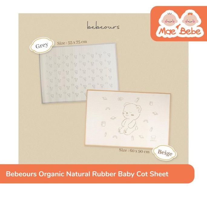 Bebeours Organic Natural Rubber Baby Cot Sheet Perlak Bayi Organik
