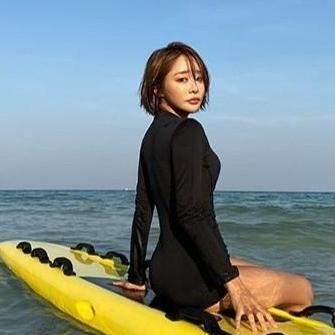 Hisanama3 - Cutting Size Kecil - Barrel Black Longhand Swimsuit One Piece Woman Premium / Korean Swi