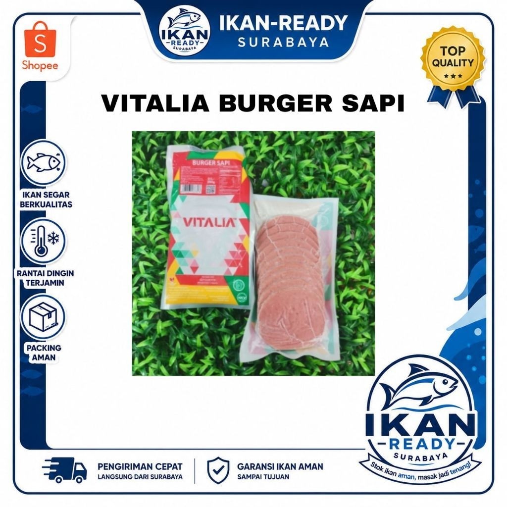 Vitalia Burger Sapi Frozen 250gr | Beef Burger Patty Siap Masak | Patty Daging Sapi untuk Burger