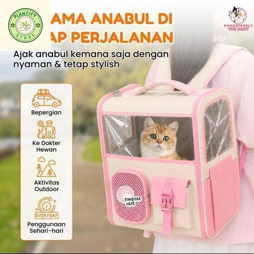 Tas Carrier Kucing Backpack Premium | Pet Carrier Backpack Breathable | Tas Travel Kucing & Anjing