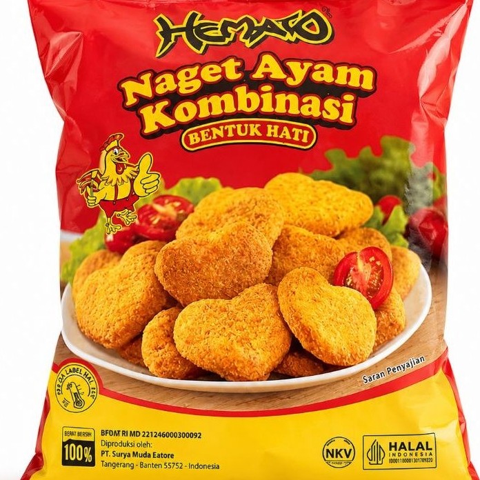 Nugget Ayam Hemato Bentuk Hati 500 Gram nugget ayam, nugget hemato, nugget frozen, nugget ayam froze
