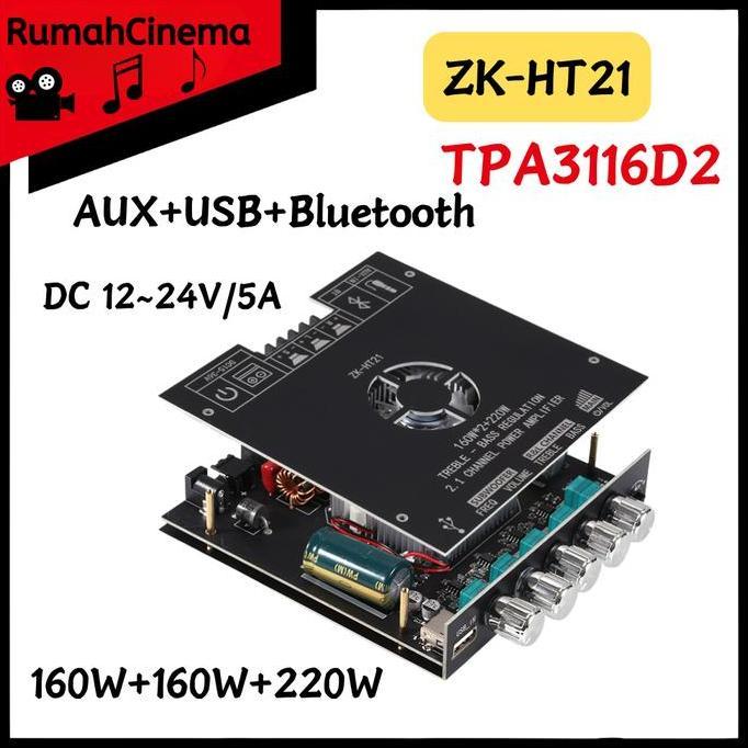 ZK-HT21TDA7498E 160W * 2+220w Bluetooth Digital Power Amplifier TDA7498E  Subwoofer Nada Tinggi Dan 