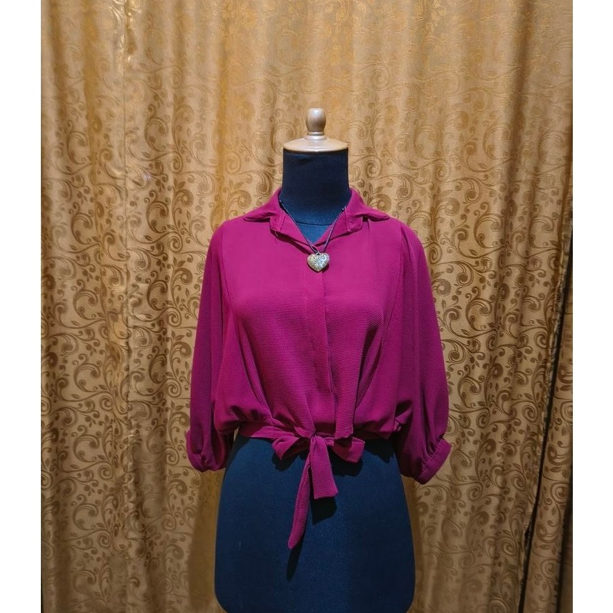 Blouse Maroon crop merk ada woman