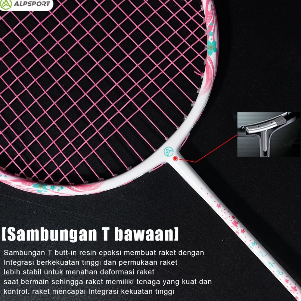 HOT PRODUCT ALPSPORT New Cherry Badminton Racket 100% Serat Karbon Penuh Desain Asli Model Dewi Desa