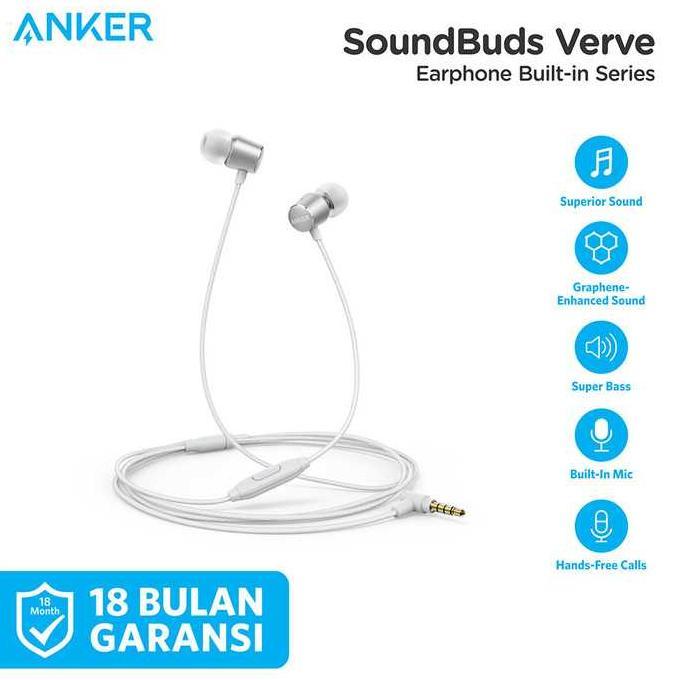 Earphone Anker New SoundBuds Verve White - A3801