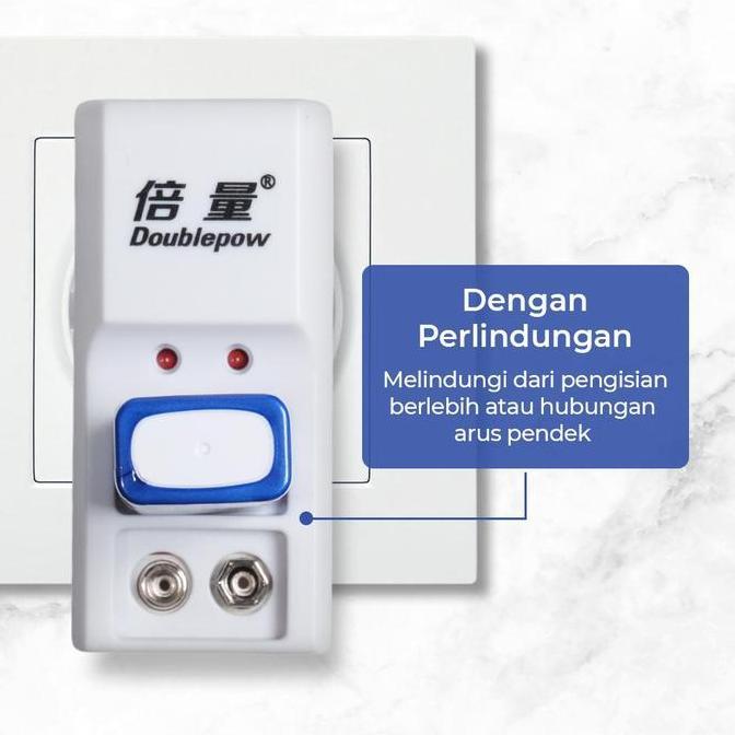 SYAHMANO Charger Baterai Rechargeable 2 Slot 9V with 9V