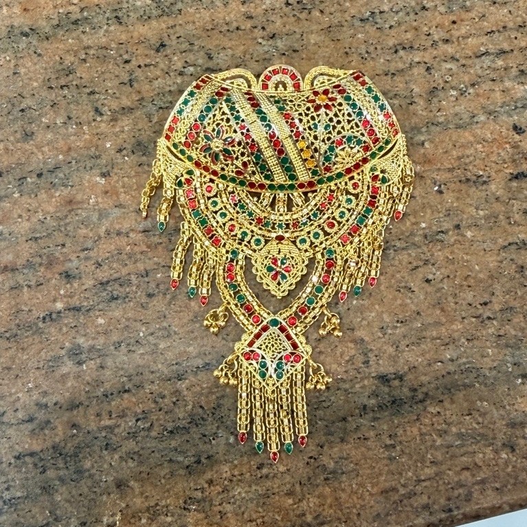 liontin bros kerawang motif dubai hijau merah rumbai mewah elegant emas asli kadar 700