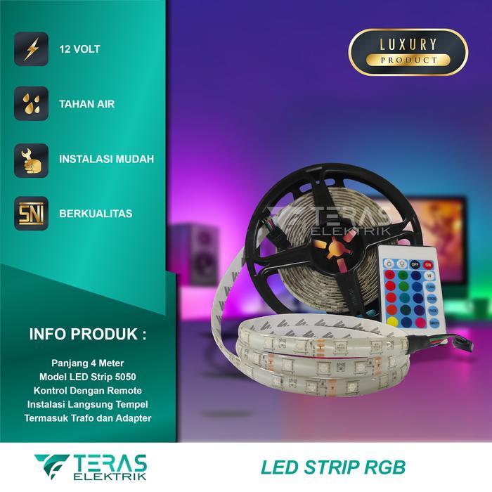 LED Strip RGB dengan adapter Lampu hias rumah kontrol dengan remote - RGB5050