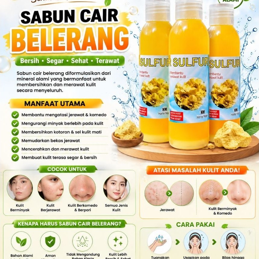 Sabun belerang cair sabun sulfur cair UK 100ml BPOM