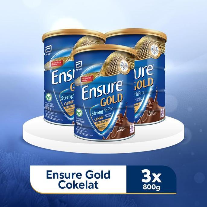 Ensure Gold Rasa Coklat 3x800g - Nutrisi Dewasa & Nutrisi Lansia