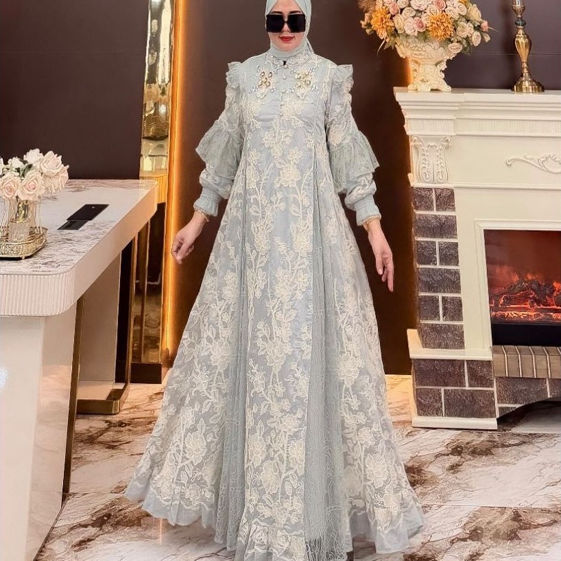 Gaun nadira gamis dress hijab mewah pesta asopuro