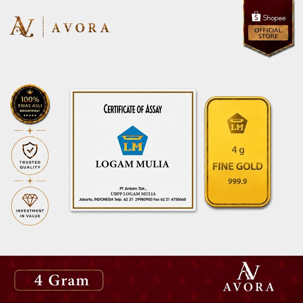 Avora Emas Logam Mulia Antam Retro Berdiri LM 4 Gram Tahun 2026