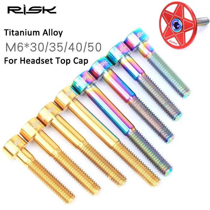 RISK Baut Titanium M6 Headset Fork Pengunci Top Cap Cover Stem Sepeda - M6 x 30 stigma, Gold