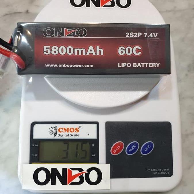 Lipo 2S Hardcase 7.4V 5800Mah 60C Onbo Power