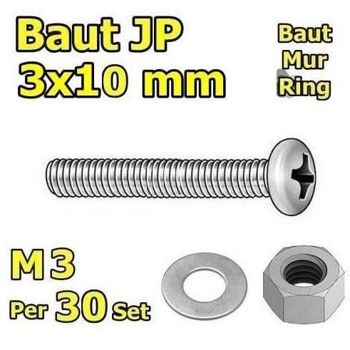 X30 Set Baut Mur Ring M3 X 10Mm M3X10 M3X10Mm Jp3 3Mm 3X10 3X10Mm 3 X 10Mm Baut Obeng Set Bahan Galv