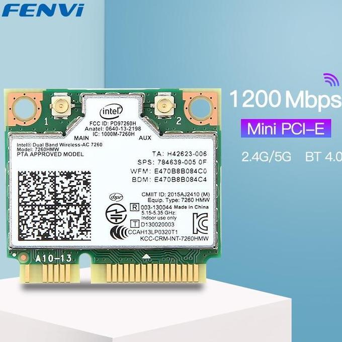 WIFI CARD WIRELESS INTEL 7260 AC BLUETOOTH HMW HALF MINI PCIE 5GHZ 5.8GHZ 5G