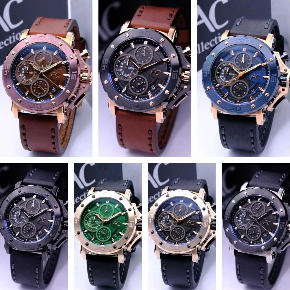 JAM TANGAN PRIA ALEXANDER CRISTIE ORIGINAL AC9205 KULIT GARANSI/ALEXANDRE CHRISTIE COWOK AC 9205