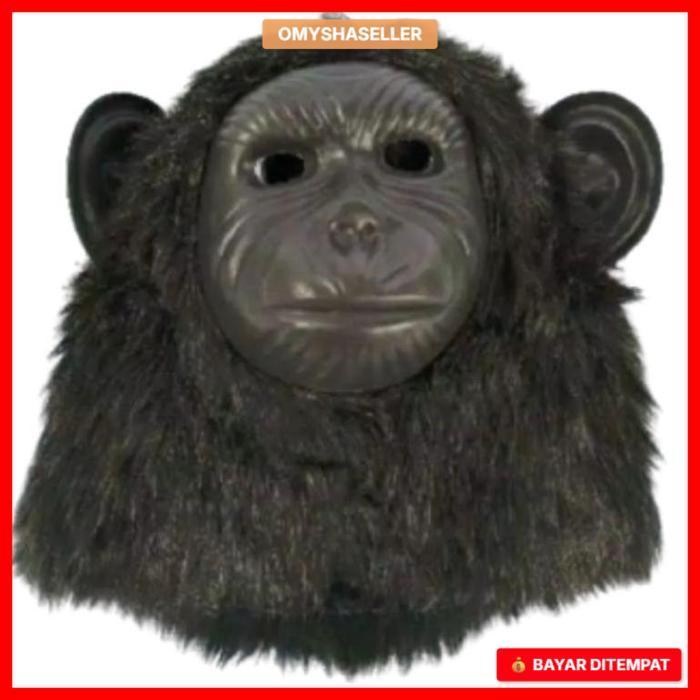 TOPENG BENTUK MONYET GORILA KINGKONG WARNA COKLAT HITAM PUTIH BAHAN HALUS - MAINAN ANAK