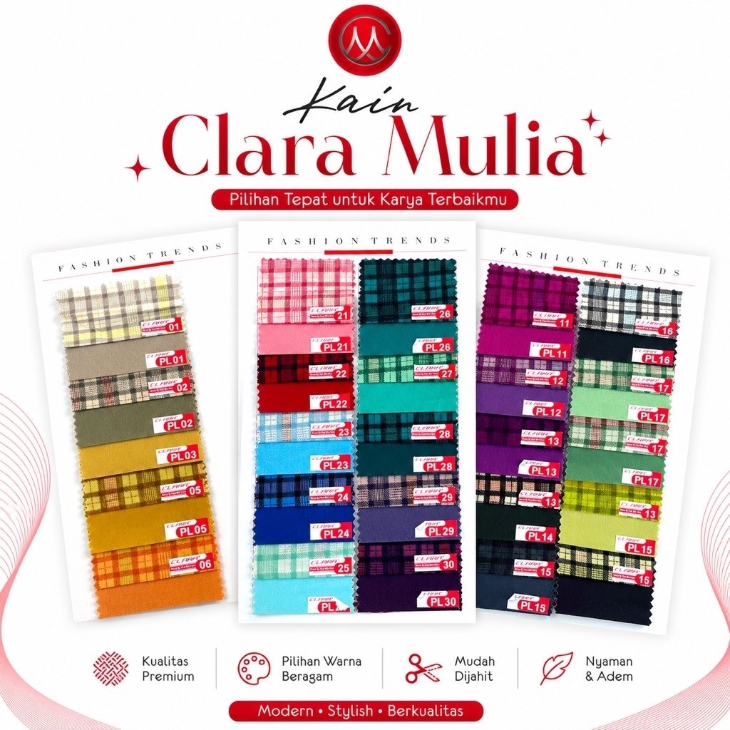 Kain Kotak Clara Asli Clara Mulia Kotak Premium Import | Bahan Baju Blazer Rok Celana Kantor Sekolah