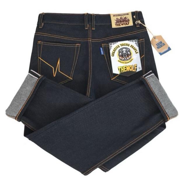 OFFICIAL ZEON - CELANA DENIM PRIA SELVDEGE ACCENT 15 OZ RAW DENIM BLACK INDIGO
