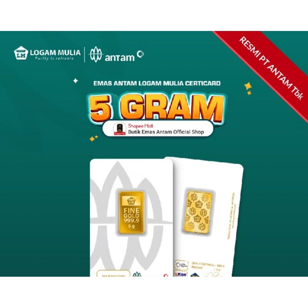 Emas Batangan Antam Logam Mulia Certicard 5/10/25 gram