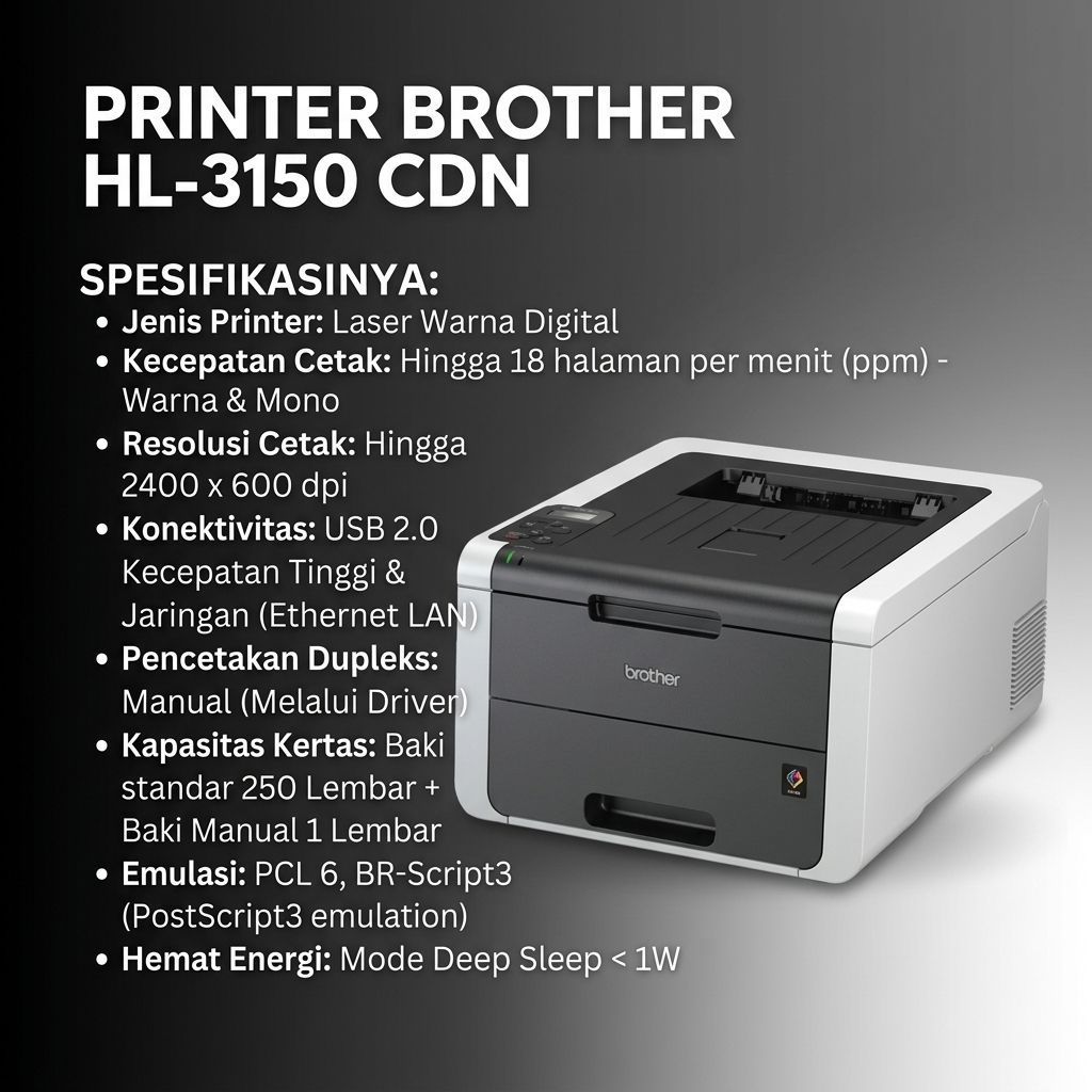 Printer Laser Warna Brother HL-3150CDN | Color Brother 3150cdn 3150 cdn