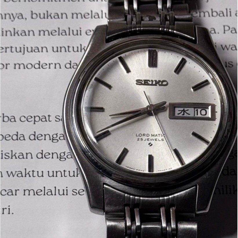 Jam Tangan Pria Vintage Seiko Lord Matic Otomatis White Dial Rare JDM Watch