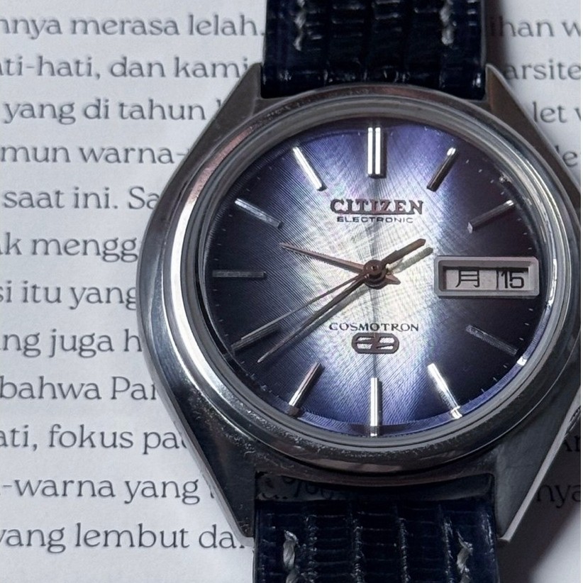 Jam Tangan Pria Vintage Citizen Cosmotron Glacier Blue Dial JDM Rare Watch