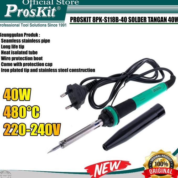 Soldering Iron 40W 220~240V Proskit 8Pk-S118B-40 Solder Tangan 40W Ori