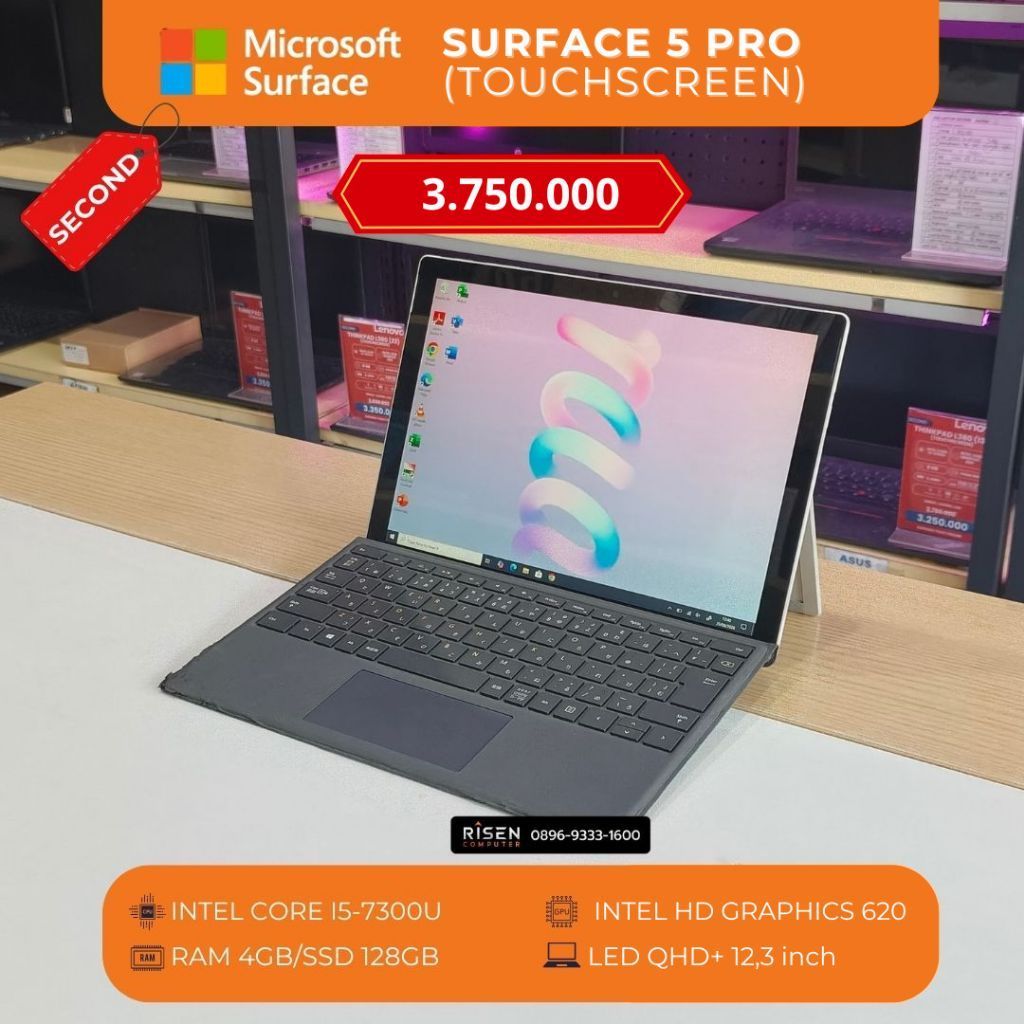 MICROSOFT SURFACE 5 PRO TOUCHSCREEN Intel Core I5-7300U RAM 4GB SSD 128GB QHD+ 12,3Inch Notebook Sec