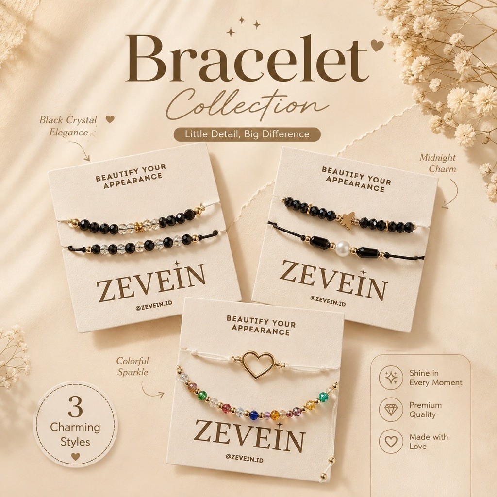 [BUNDLING] Gelang Serut Tali Giok Couple Premium Beads Aksesoris Tangan Original - ZEVEIN