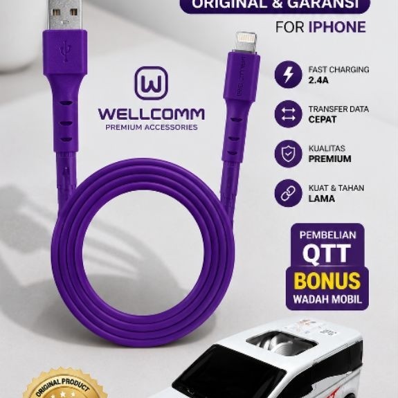 Kabel data iphone wellcomm (original)