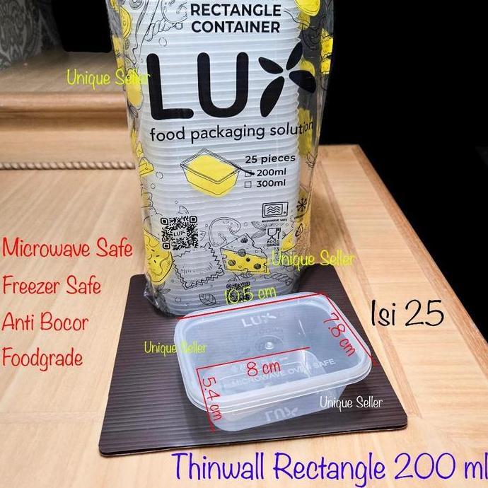 (Good) [Isi25] Thinwall Rectangle 200 ml LUX Anti Bocor Kuat / Thinwall Thinwall Rectangle Persegi P