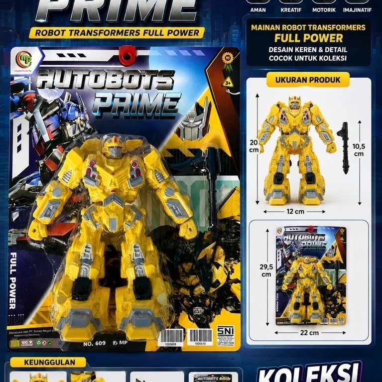 Robot Transformers Anak 20–23CM | Autobots Prime & Robots In Strong | Mainan Robot Bisa Gerak & Ber