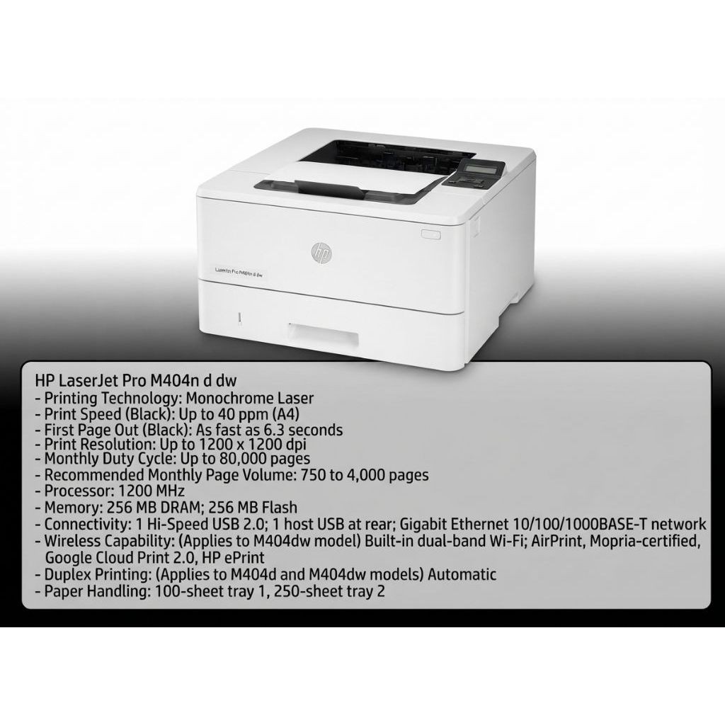 Printer Hp Laserjet Pro M404 M404d M404n M404dw Monochrome