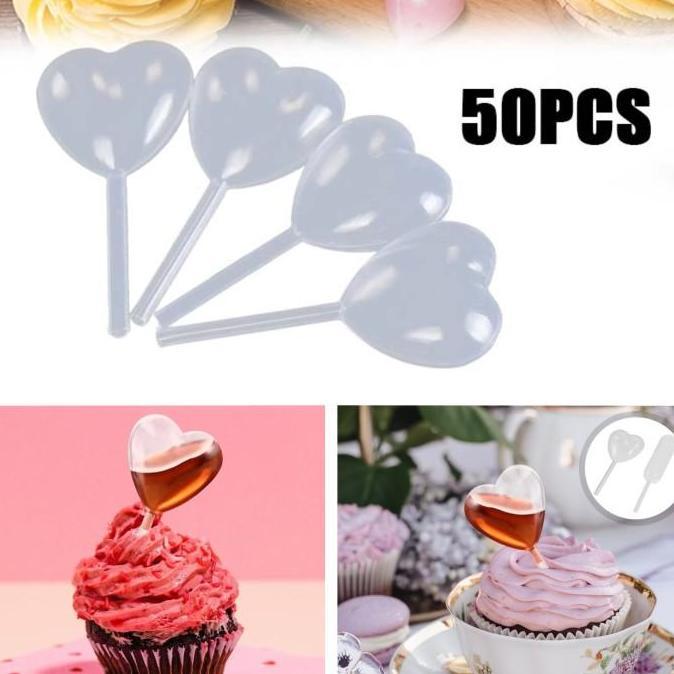 DJEESE 50pcs Pipet Fla Puding Pipet Plastik Pipet Vla Hiasan Kue Puding Cup Cake Dessert Pipet 4ml U