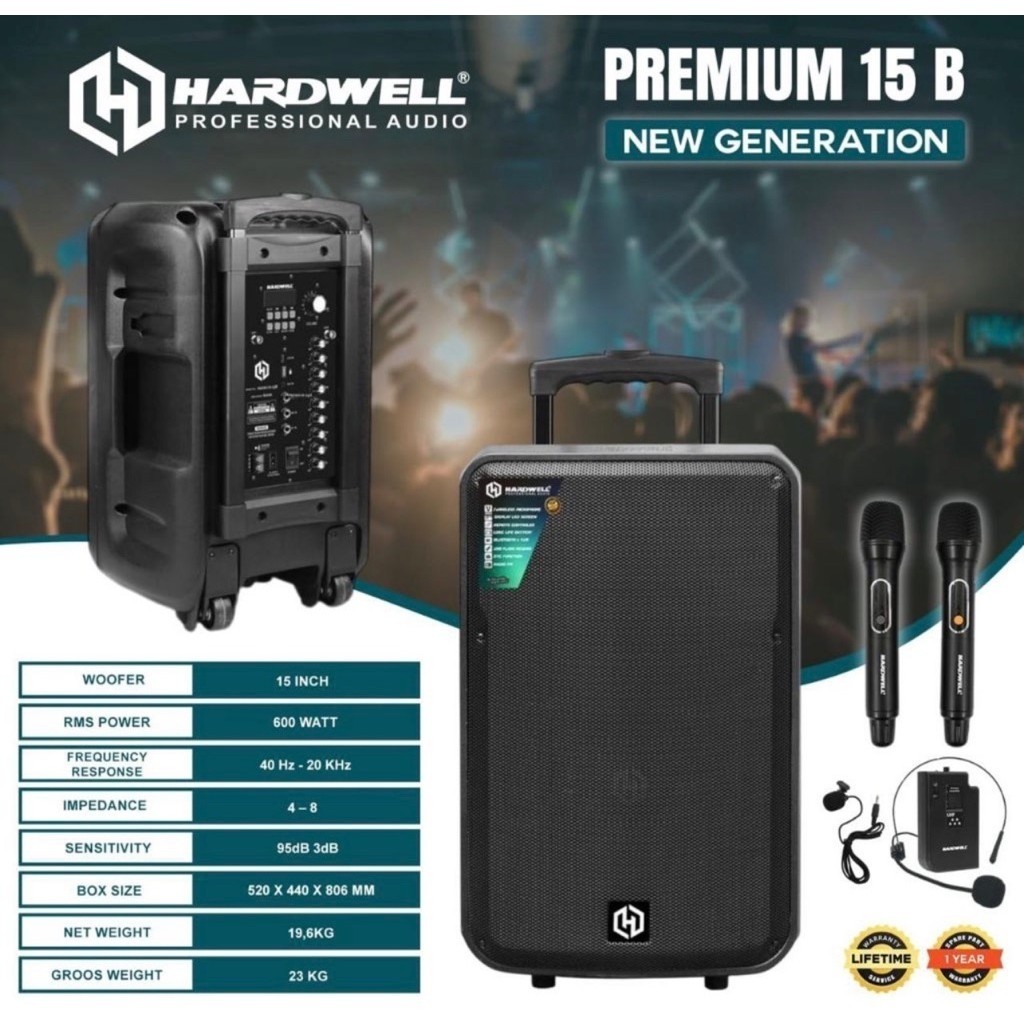 Hardwell Premium Portable Speaker 15 Inch [New Produk]