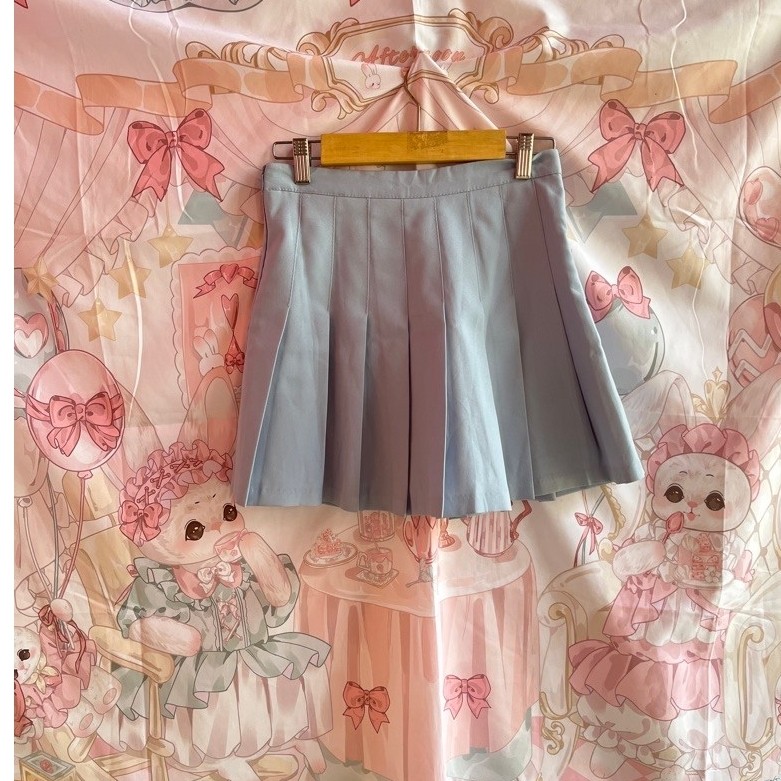 Pleates teen skort rok celana gaya korea remaja rok tenis biru