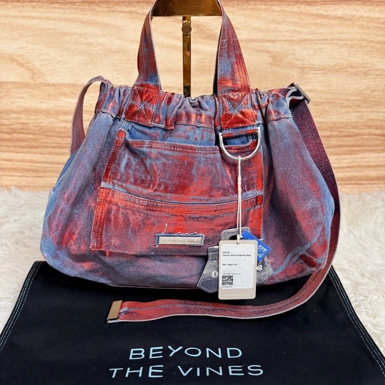 Preloved BTV Beyond The Vines XS Denim Dumpling Bag in Foil Wash Tas