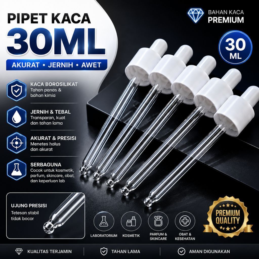 PIPET KACA 30 ML Pipet Obat Bayi Pipet Susu Bayi Penetes Obat Pipet Drop Pipet Kosmetik