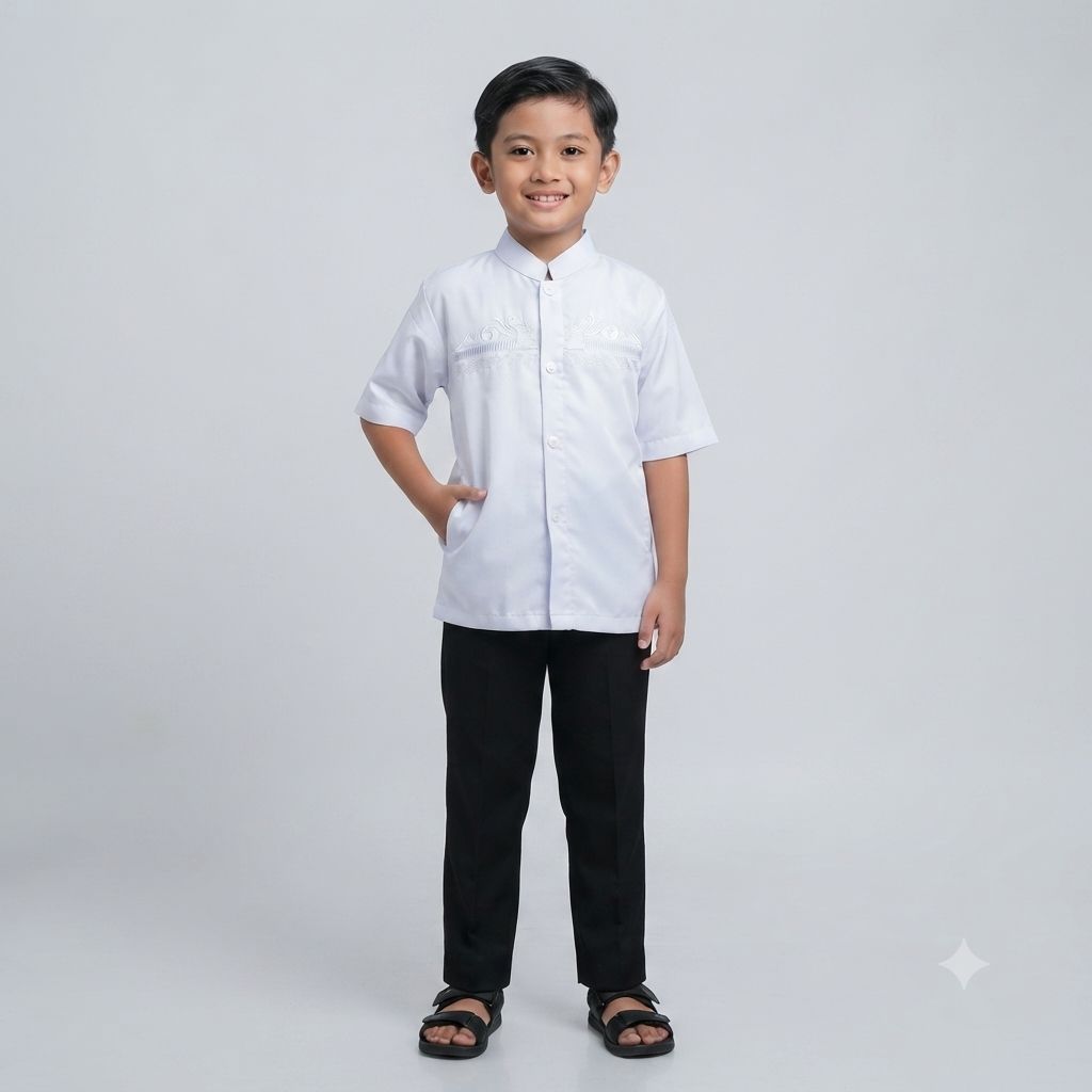 Grosir Baju Muslim Setelan Koko Anak Laki - laki Lengan Pendek Seragam Sekolah Paud TK SD SMP Murah 