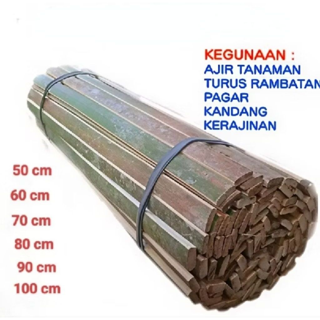 Bambu wilahan lanjaran Sisik Kuat Tinggal Paku 150cm untuk pagar kandang ayam, kandang ayam, ajir ta