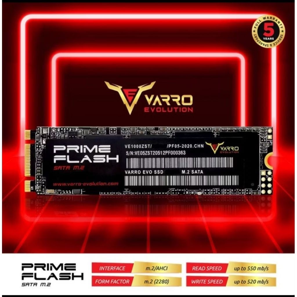 SSD VARRO Prime Flash 128 GB SATA M.2 EVO SSD M.2 SATA 2280 Interface m.2/AHCI